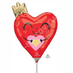 Шар мини фигура Сердце красное с короной