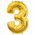 Шарик цифра "3" , Gold 81см