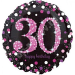 Шар 45см HB Sparkling Birthday 30 pink